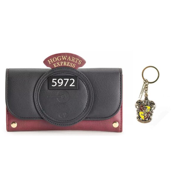 Harry Potter Hogwarts Express Trifold Wallet with Gryffindor Keychain Charm - Picture 1 of 9